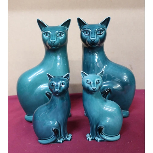 80 - Poole Pottery cat figurines, two large and two small (4)