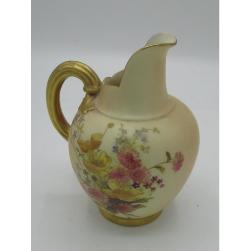 225 - Early 20th century Royal Worcester jug, squat baluster form, brush ground with floral decoration, gi... 