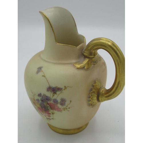 225 - Early 20th century Royal Worcester jug, squat baluster form, brush ground with floral decoration, gi... 