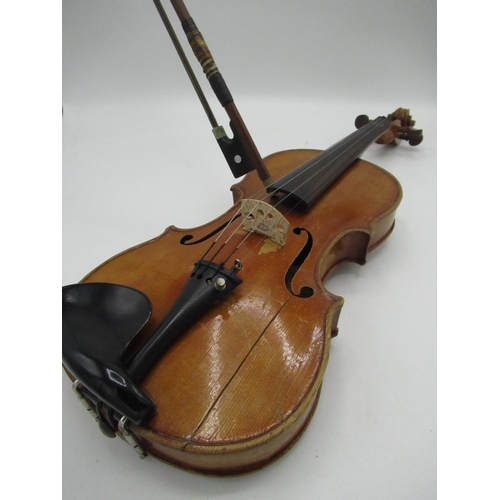 89 - Cased Junior violin with paper labels to the inside Antonio Stradivarius Cremonensis made in Czechos... 