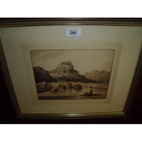 269 - Early 19th C monochrome watercolour of figure in a landscape, attributed to Edmund Dorell, monograme... 