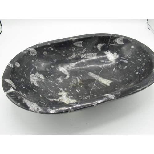 281 - Craved black fossil hardstone fruit bowl