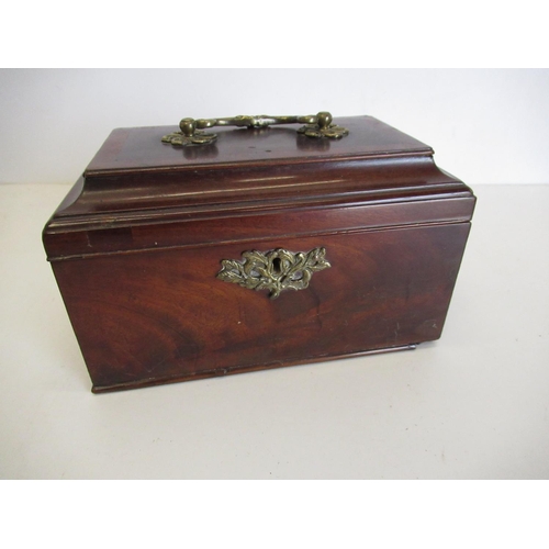 198 - Early 19th C Mahogany rectangular tea caddy with hinged lift up top and sectional interior 23cmx14cm... 