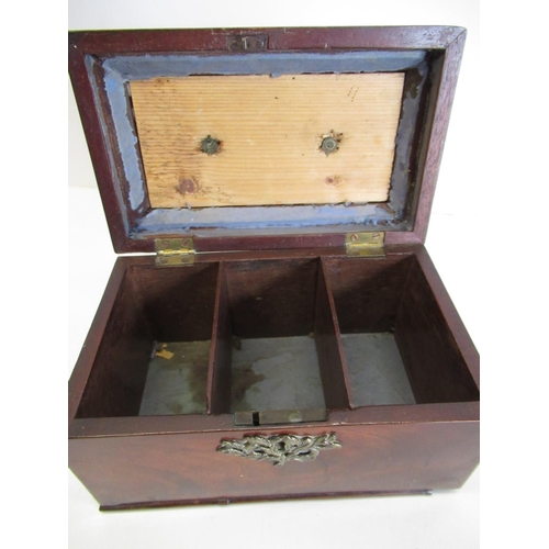 198 - Early 19th C Mahogany rectangular tea caddy with hinged lift up top and sectional interior 23cmx14cm... 