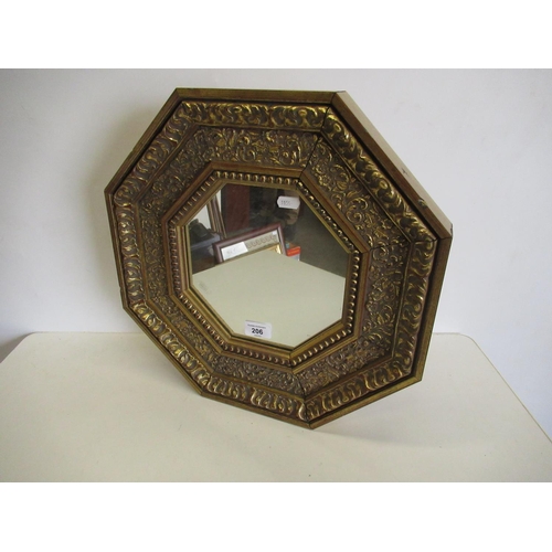 206 - Small octagonal gilt frame wall mirror Diameter 41cm