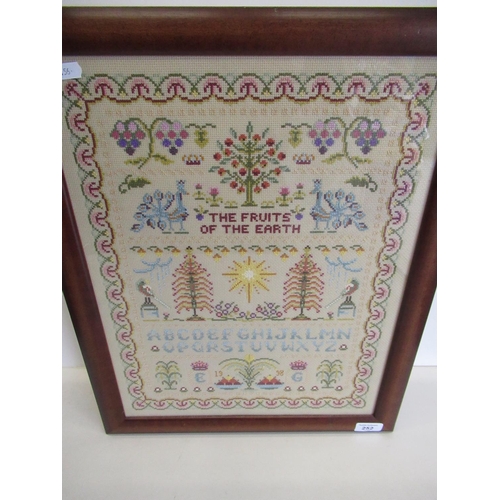 252 - Framed woolwork sampler dated 1998 41.5cm 51.5cm