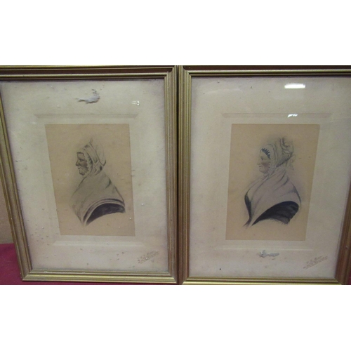 285 - 19th C water colour, bust portrait of a woman in mop cap and a similar portrait 10cm 14cm (2)