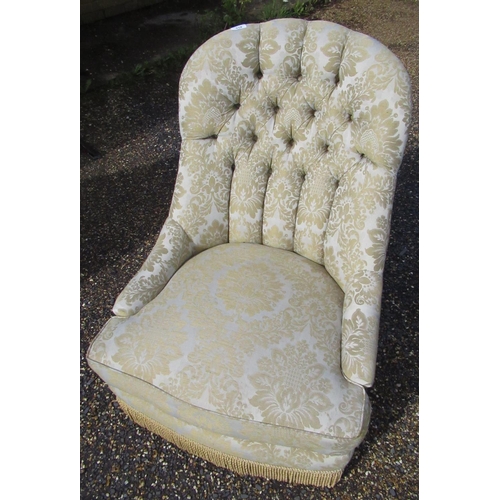 518 - Victorian style deep buttoned back upholstered nursing chair