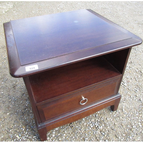 524 - Stag Minstrel bedside table with open section above a single drawer and a wing back Parker Knoll sty... 