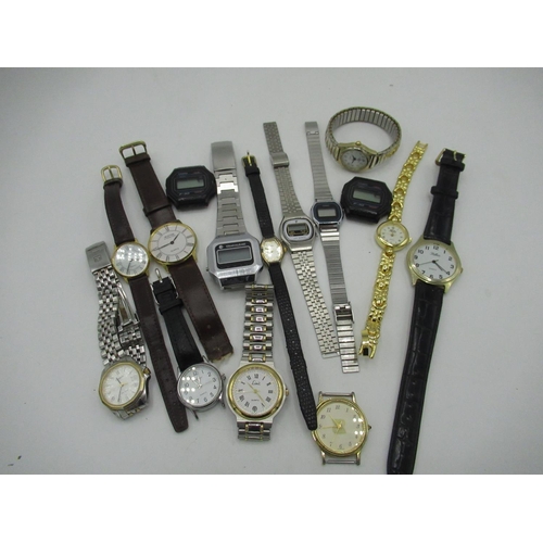 93 - Montine International quartz wrist watch gold plated case on leather strap, nine other quartz wrist ... 