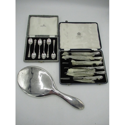 54 - Set of six ERII silver hallmarked coffee spoons, Birmingham 1960 by Walker & Hall, a set of six butt... 