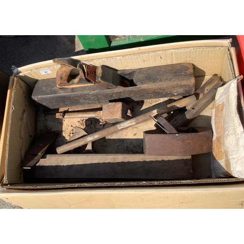 87 - Quantity of wood working tools including mallet and planes