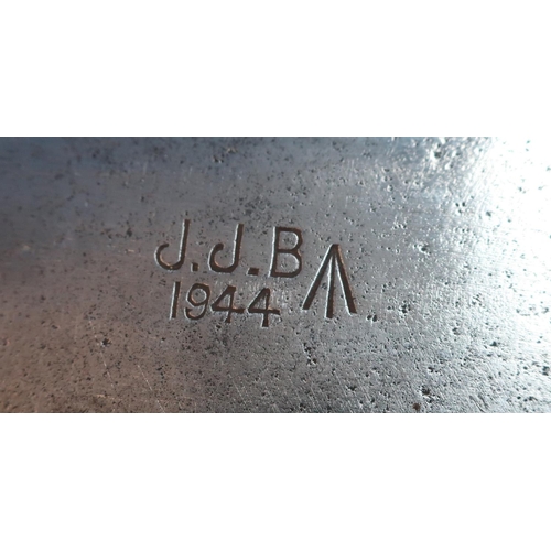 127 - WWII period machete, the 14 inch blade with swollen point stamped J.J.B 1944, with broad arrow mark ... 