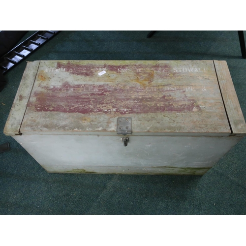 137 - Large wooden military naval box with lettering Admiralty Stowage For Pattern Ex. Oscilloscope