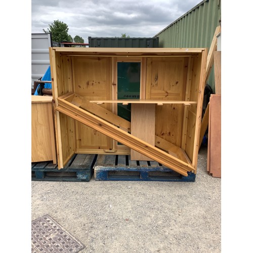 357 - A large pine wardrobe and pine corner desk