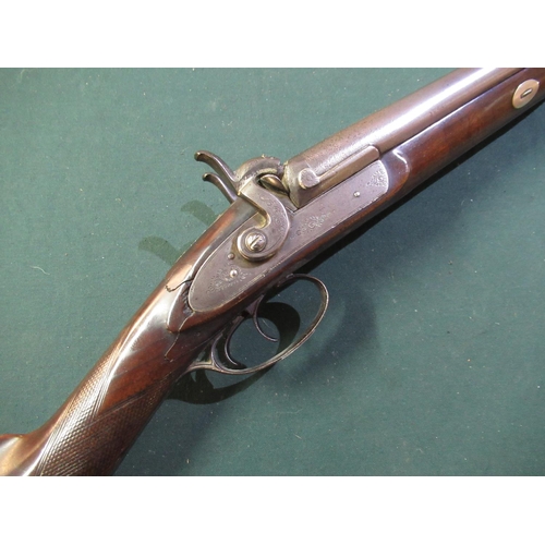 74 - Percussion cap side by side sporting gun complete with brass tipped ram rod 29inch barrels and strai... 