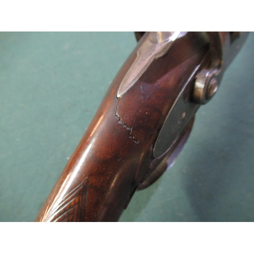 74 - Percussion cap side by side sporting gun complete with brass tipped ram rod 29inch barrels and strai... 