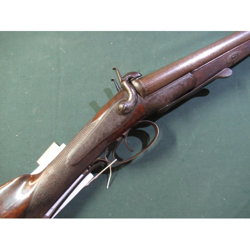 77 - J. Blanch & Son underlever opening 16 bore double barrelled pinfire shotgun, with 30 inch Damascus b... 