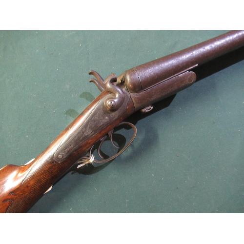 86 - Section 58 10 bore side by side Richard's hammer shotgun serial no. 24332 (lacking forend) with 32 i... 