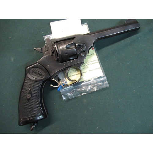 89 - Deactivated Webley .38 service revolver MKIV with various stamp marks to the frame serial no:30409 C... 