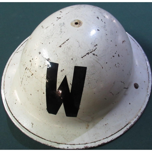 10 - British WWII period white senior air wardens helmet with 