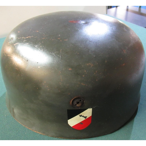 16 - Good quality reproduction WWII German paratroopers style helmet with liner and chinstrap