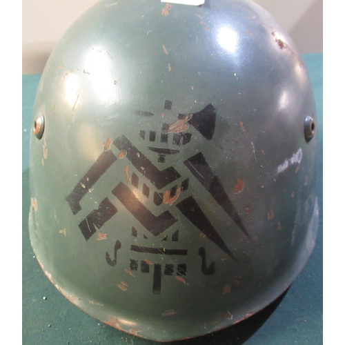30 - Italian WWII period steel helmet with division sign 1933 patent complete with liner and strap