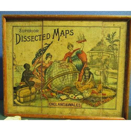 942 - A Superior Dissected Maps puzzle of England and Wales in original wooden box