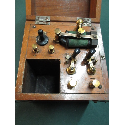 161 - Mahogany cased Chall and Son electrode type shock machine with pull out drawer and various accessori... 