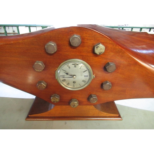 163 - Mantle clock formed from the centre section of a wooden propeller from a Jupiter Series VI bomber st... 