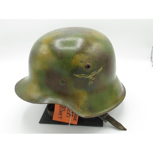 2 - WWII period German Luftwaffe Normandy camo helmet with unrolled edge (Airforce Ground Troops issue) ... 