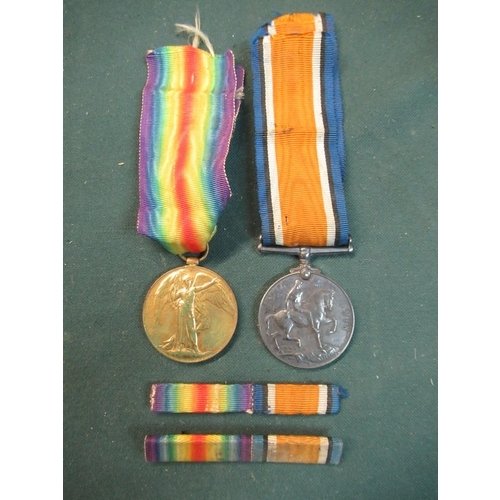 151 - WWI pair awarded to 201677 PTE H.E.Swift W.RID.R associated ribbon bars