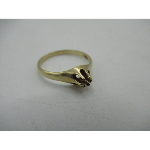 39 - Stamped 14ct gold ring lacking stone Size O 1/2, 2g