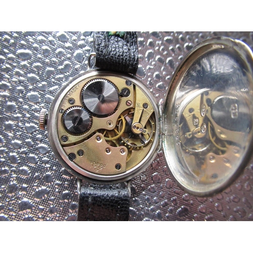 58 - S.S & Co. retailed by Mappin (& Webb) early C20th trench watch, silver case with snap on bezel, hing... 