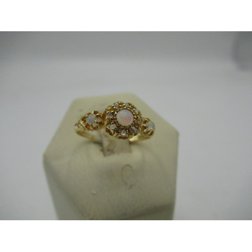 7 - Early C20th hallmarked 18ct gold diamond and opal ring, Chester, 1901 Size O gross 2.3g