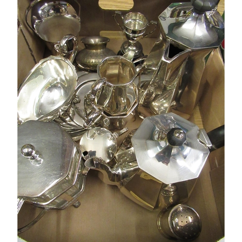 74 - Art Deco Mackay & Chisholm four pieced silver plated tea service with scroll handles of octagonal se... 