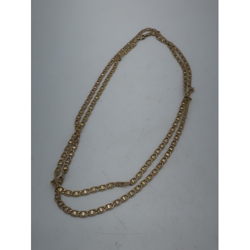 109 - 9ct gold decorative anchor chain necklace, stamped 375. L90cm 20.5g (clasp AF)