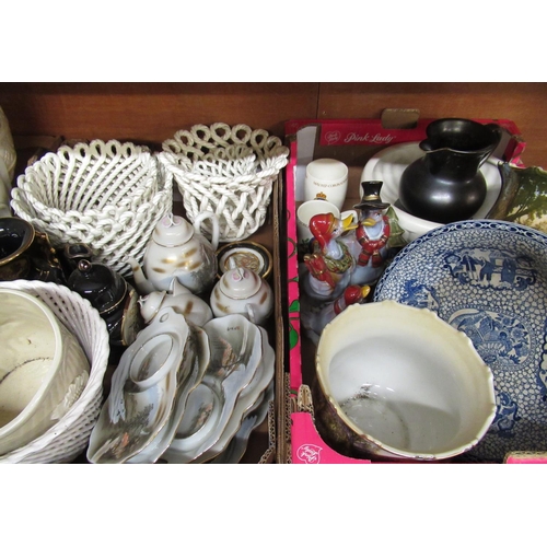 136 - Part early 20th C Japanese shell tea service, 1960s Silvac crackle glaze fruit bowl, a Geo.V coronat... 