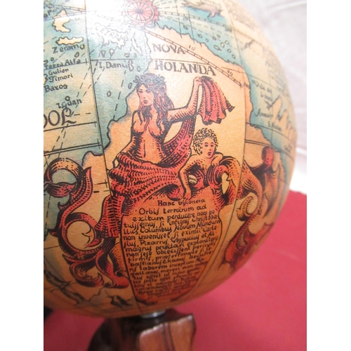 159 - Terrestrial globe on stained pine stand H39cm and Jubilee Quartz mantle clock