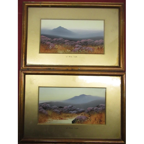 161 - J. Mac Invor (James Mac Invor) pair of Gauache landscape views of Dartmoor W17.5cm x H9.25cm