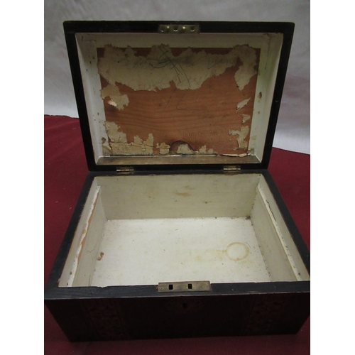 178 - Victorian mahogany jewellery box with inlay, lacking interior W27cm x D20cm x H14cm