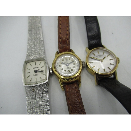 196 - Imdeo lady's 17 jewel wristwatch on integral bark effect bracelet, lady's Rotary wrist watch on roll... 