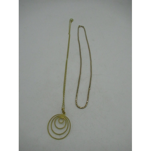 657 - Hallmarked 9ct gold box chain necklace with spring ring clasp stamped 375 L40cm and 9ct gold chain n... 