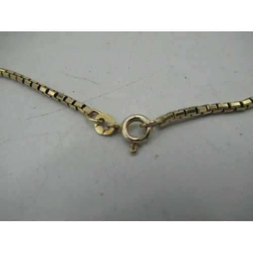 657 - Hallmarked 9ct gold box chain necklace with spring ring clasp stamped 375 L40cm and 9ct gold chain n... 