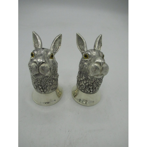 745 - Pair of silver plated condiments in the form of hares