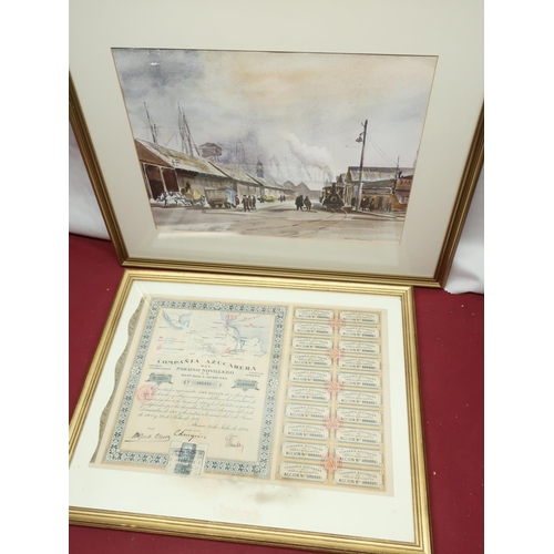 747 - John Chadwick (British 20th C) Railway Dockyard scene, watercolour, signed in pencil, 37cm x 28cm, M... 