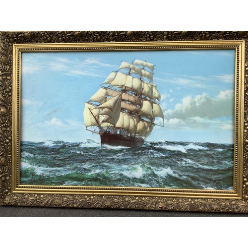 757 - Montague Dawson (After): 'The Action between Java and Constitution December 1812' colour print pu. F... 