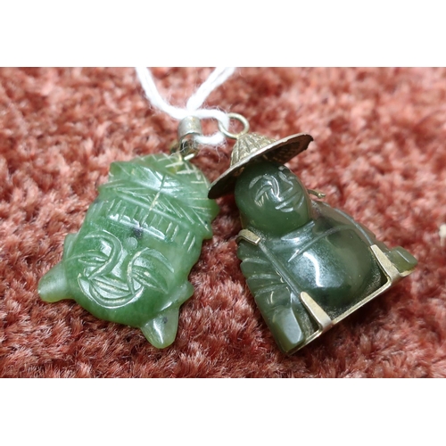 161 - Two Chinese carved Jade Buddha pendants, H3cm