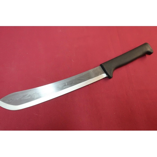 114 - As new ex shop stock steel bladed machete by J Adams of Sheffield