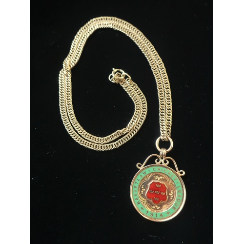 51 - Hallmarked 9ct gold and enamel fob 